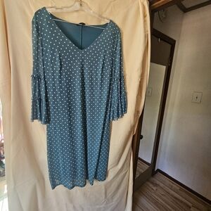 Allison Brittney Teal Polka Dot Midi Dress